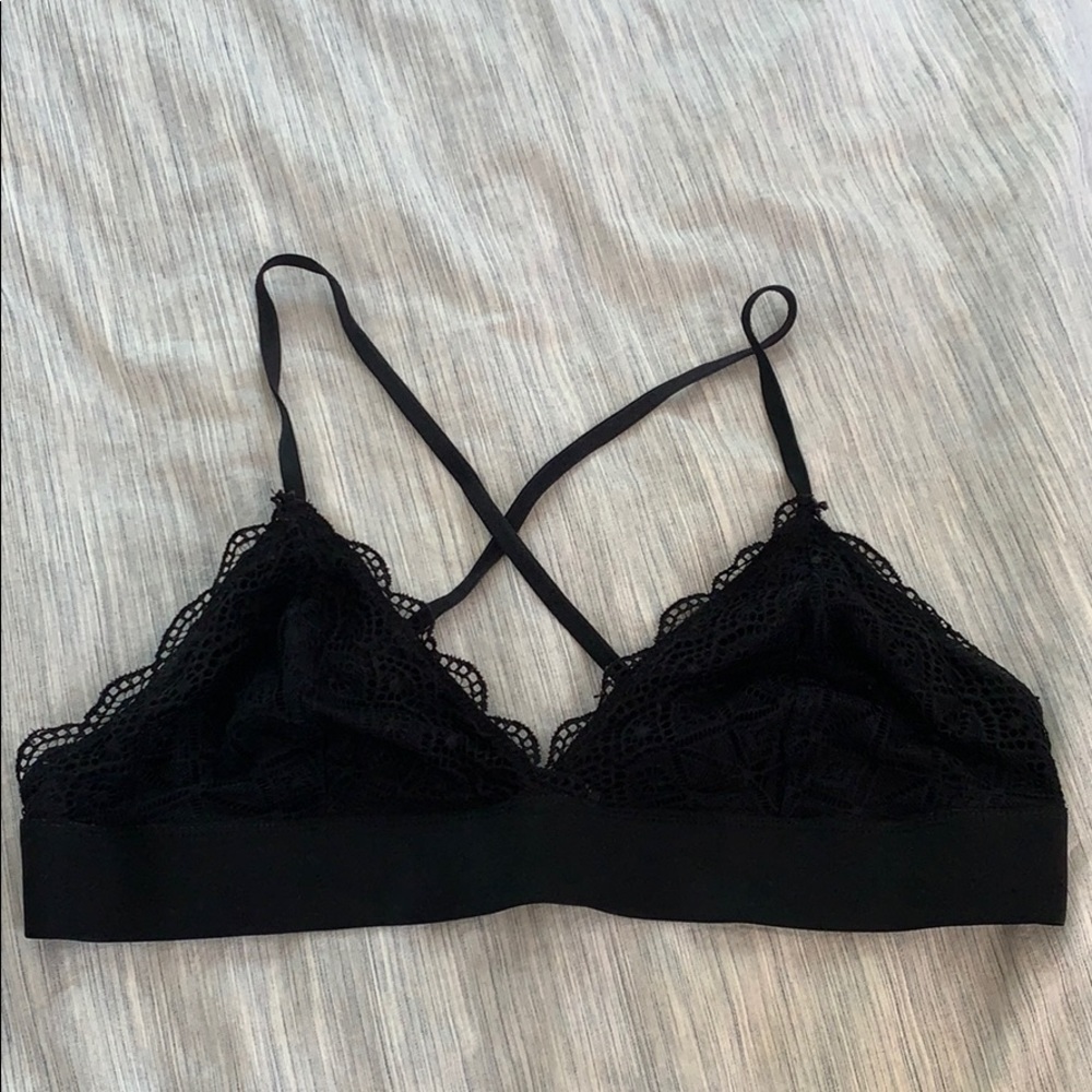 Black, lacy Urban Outfitters bralette